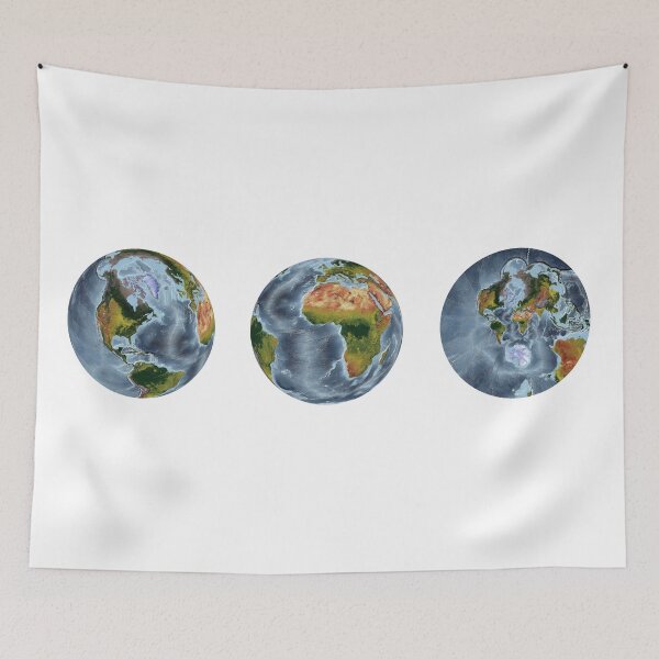 Item preview, World Relief Map showing land and oceans designed and sold by ThinkAboutMaps.