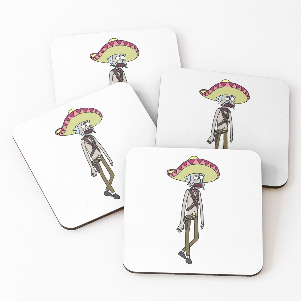 Mexican Rick Sanchez Sombrero Mustache | Rick and Morty character Coasters (Set of 4)