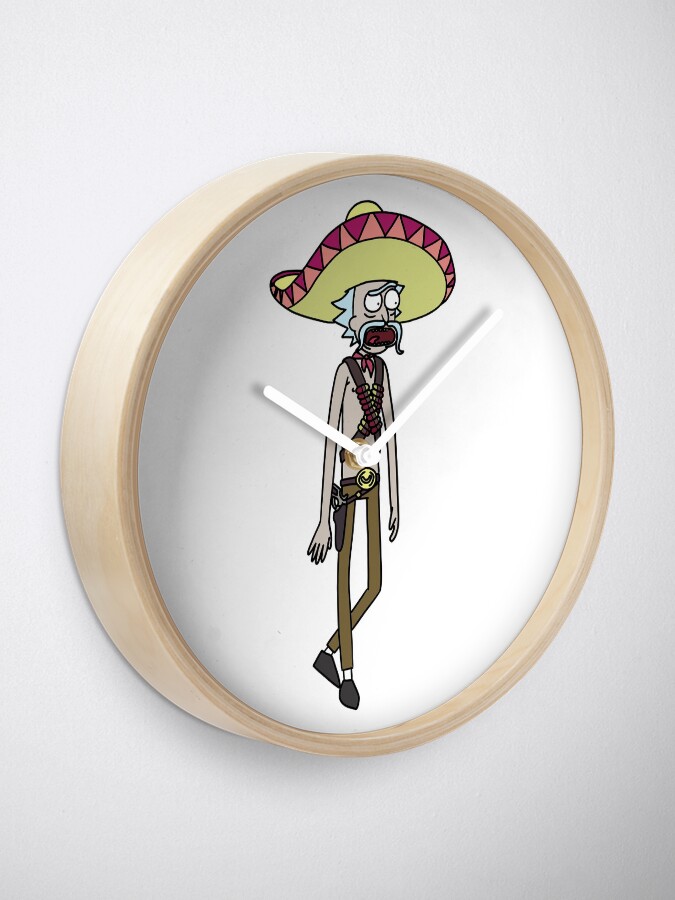 Alternate view of Mexican Rick Sanchez Sombrero Mustache | Rick and Morty character Clock