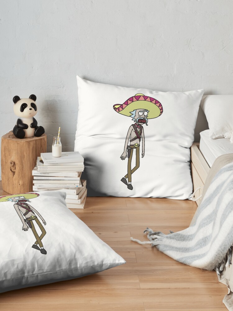 Alternate view of Mexican Rick Sanchez Sombrero Mustache | Rick and Morty character Floor Pillow