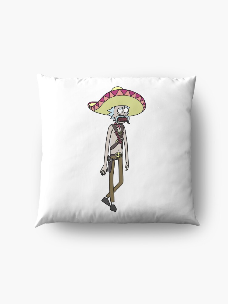 Alternate view of Mexican Rick Sanchez Sombrero Mustache | Rick and Morty character Floor Pillow