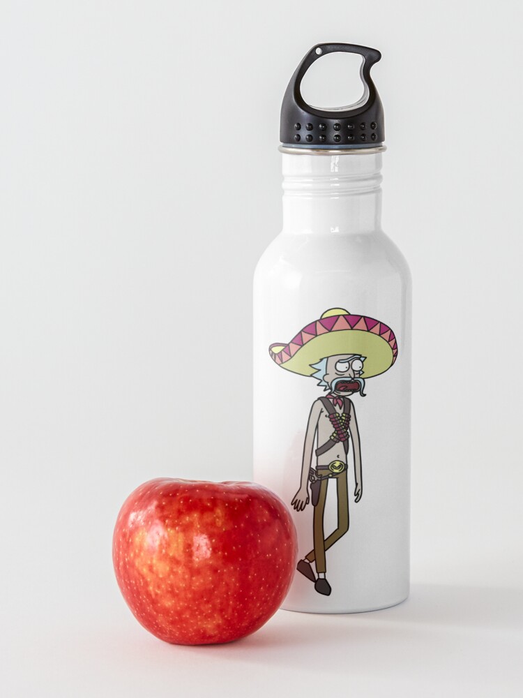 Alternate view of Mexican Rick Sanchez Sombrero Mustache | Rick and Morty character Water Bottle