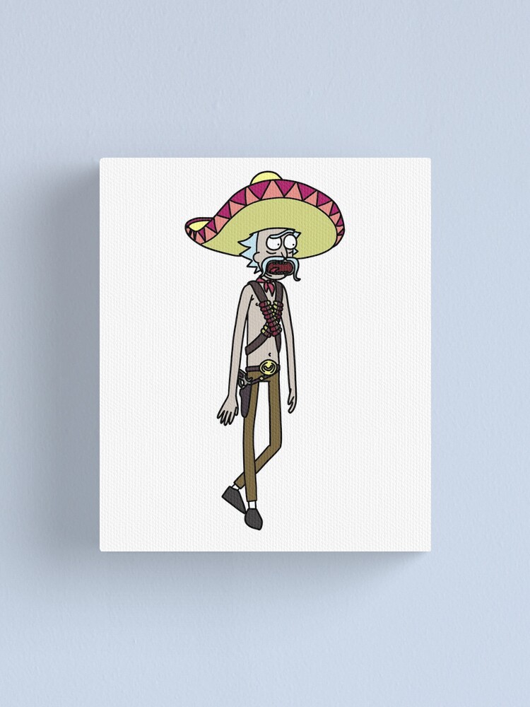 Alternate view of Mexican Rick Sanchez Sombrero Mustache | Rick and Morty character Canvas Print