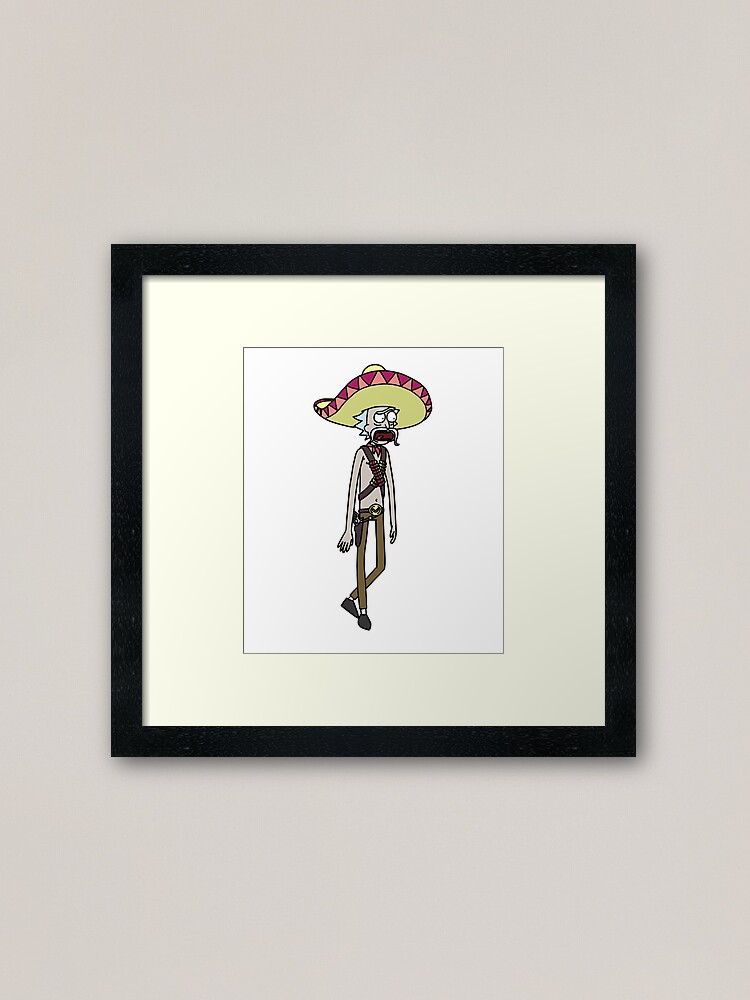 Alternate view of Mexican Rick Sanchez Sombrero Mustache | Rick and Morty character Framed Art Print