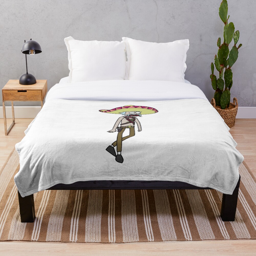 Mexican Rick Sanchez Sombrero Mustache | Rick and Morty character Throw Blanket
