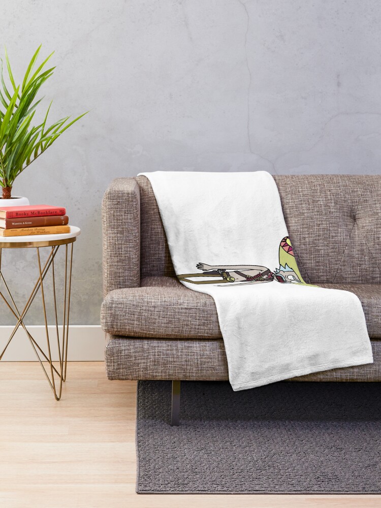 Alternate view of Mexican Rick Sanchez Sombrero Mustache | Rick and Morty character Throw Blanket