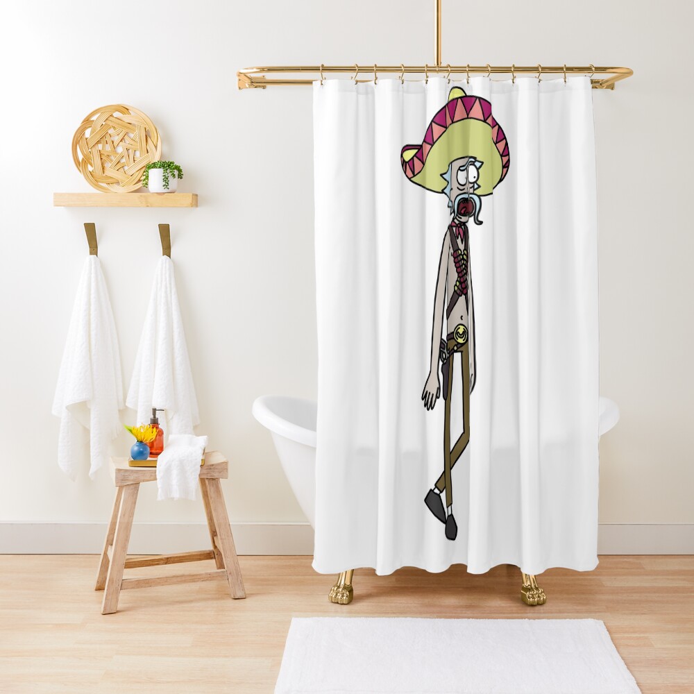 Mexican Rick Sanchez Sombrero Mustache | Rick and Morty character Shower Curtain