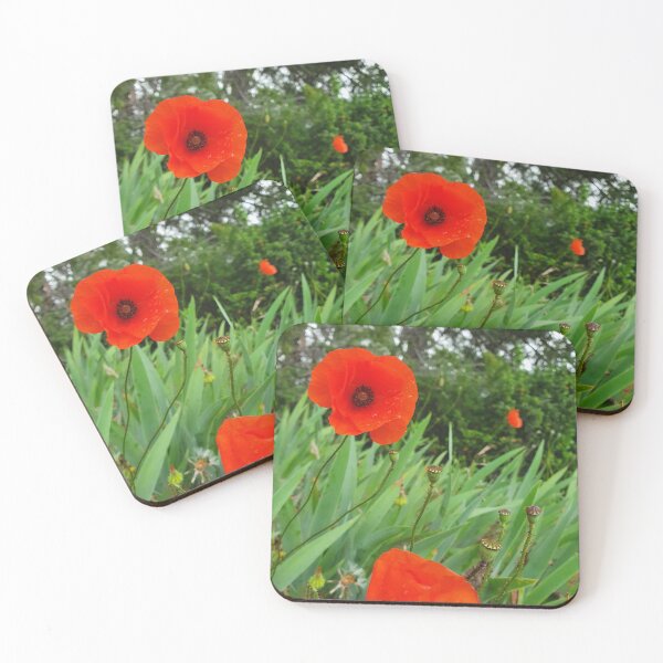 Item preview, Red and Green Elegant Poppies  designed and sold by Versatill.