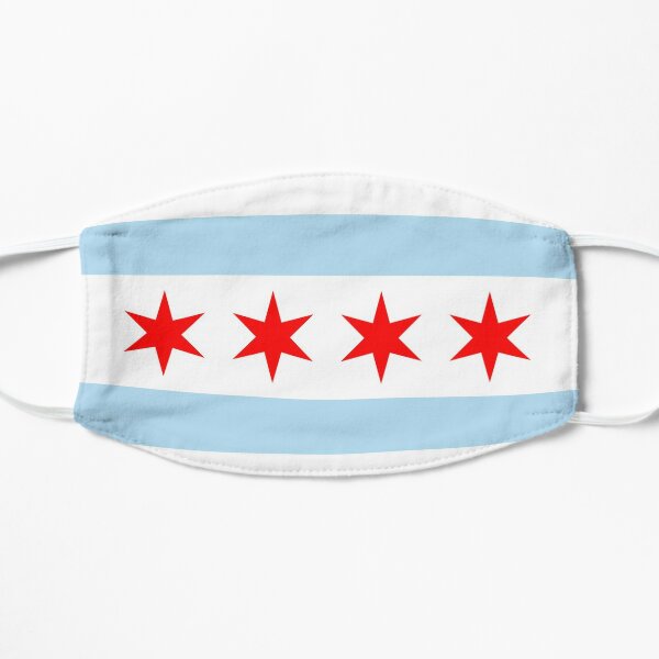 Chicago City Flag of Illinois Sticker T-Shirt and more! Flat Mask