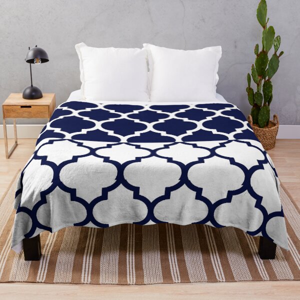 Item preview, BIG WHITE AND NAVY  DOMES QUATREFOIL GEOMETRIC TWO TONE PATTERN BY OZCUSHIONSTOO designed and sold by ozcushionstoo.
