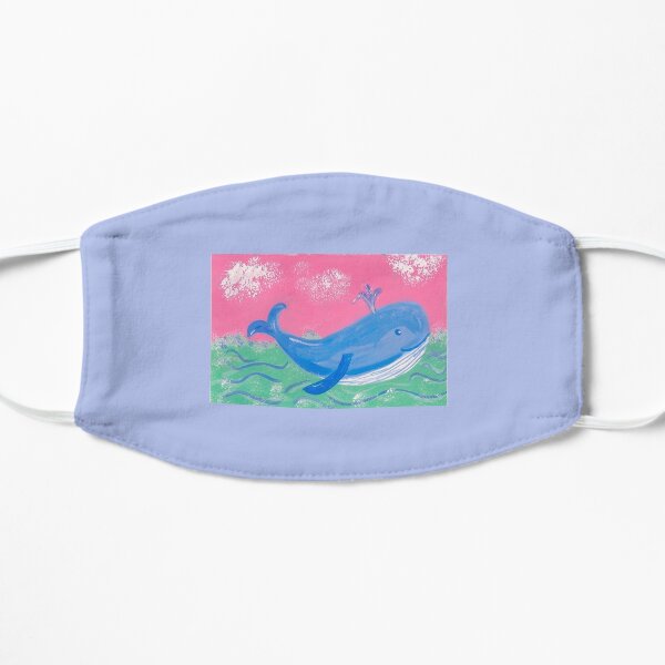 Happy Blue Whale by Nancy Salus Flat Mask