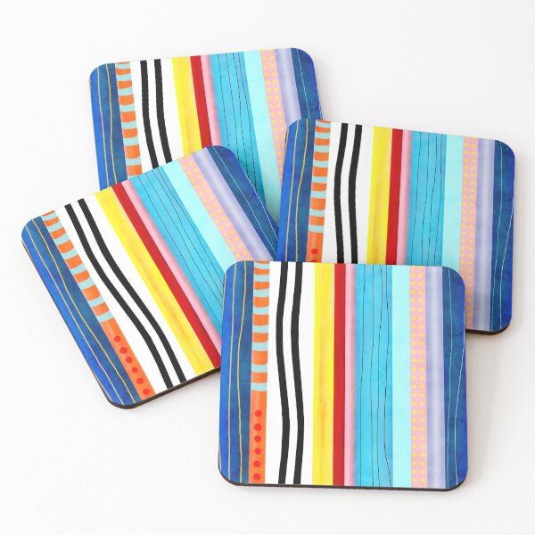 Item preview, Vertical Marine Blue Lines Striped Summer Rainbow designed and sold by rupydetequila.