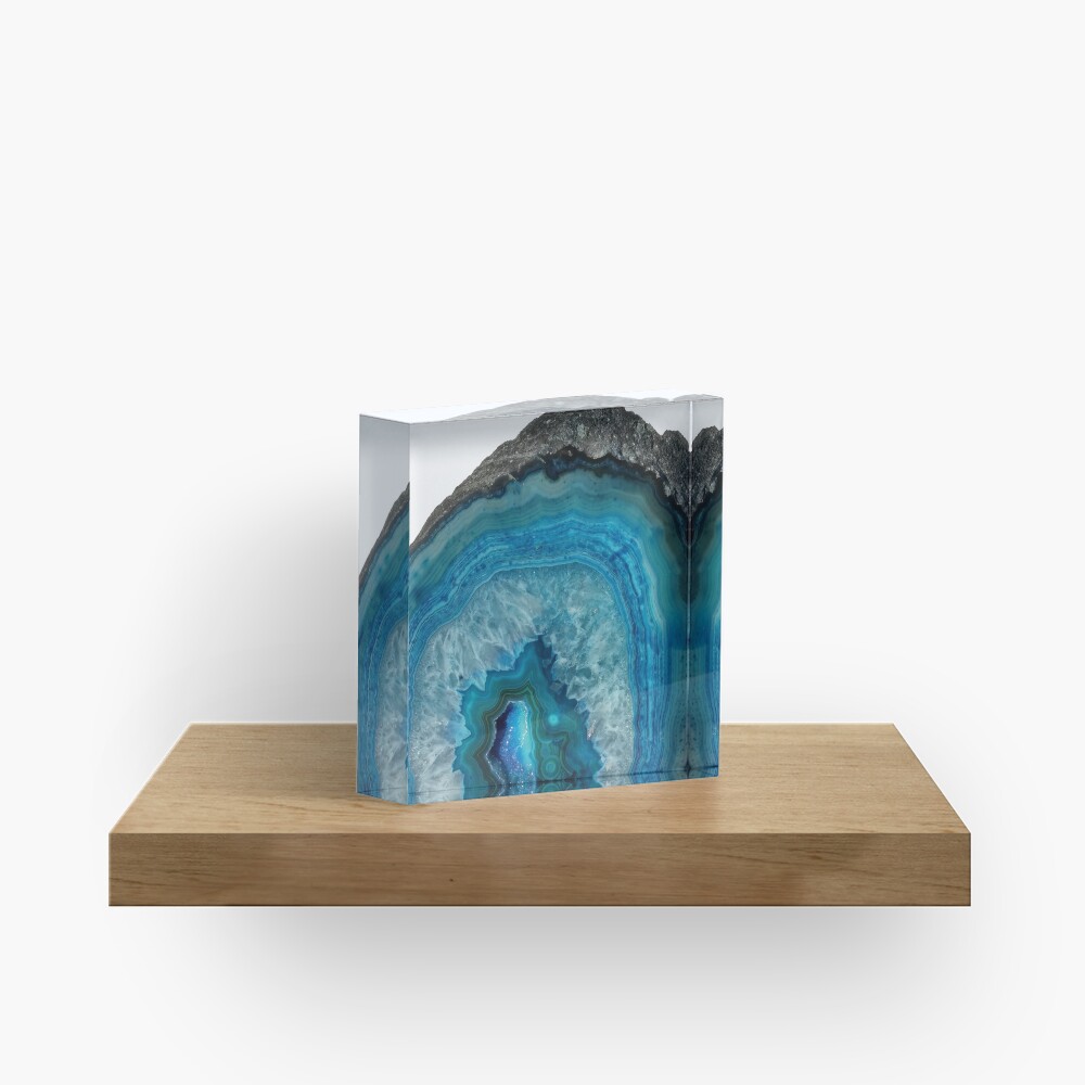 Soothing Blue Agate Acrylic Block