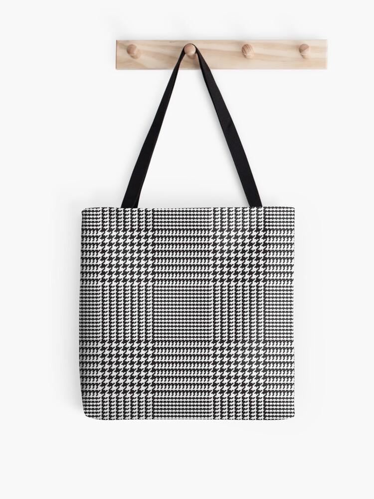 Gray and Cream Buffalo Check Plaid Grey Off White Pattern Tote Bag