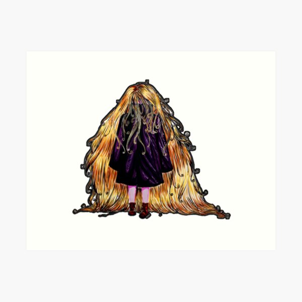 Faceless Girl au manteau et liseré noir Art Print