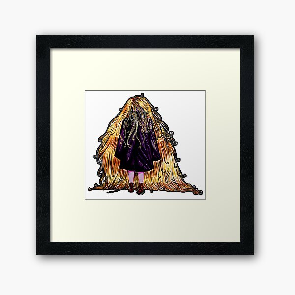 Faceless Girl au manteau et liseré noir Framed Art Print