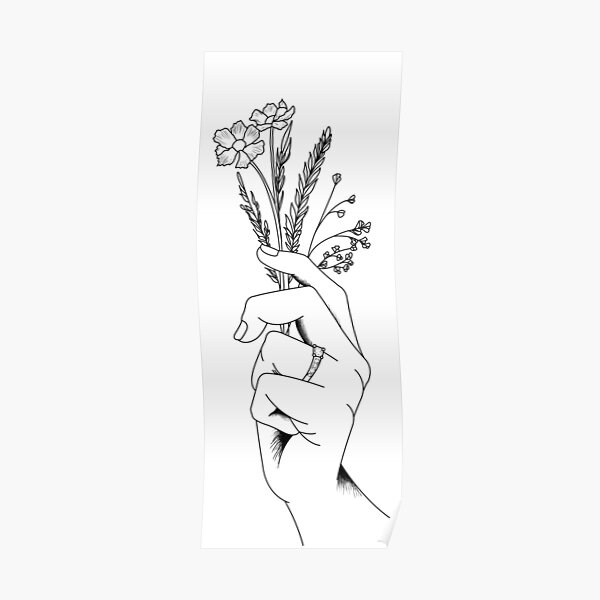 "Hand Holding Flowers Line Art Illustration" Poster by Ckim7888 | Redbubble
