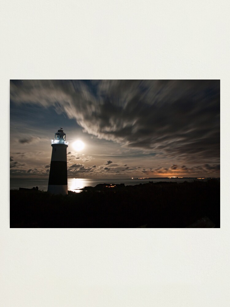 Alternate view of Alderney's Lighthouse Under A full Moon Photographic Print