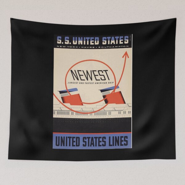 Item preview, United States Lines vintage travel poster designed and sold by stickart-marek.