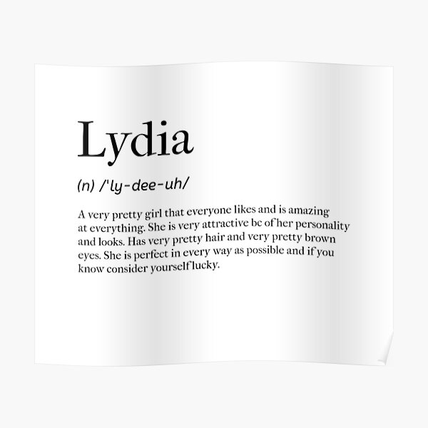 "Lydia Definition" Poster for Sale by tastifydesigns Redbubble