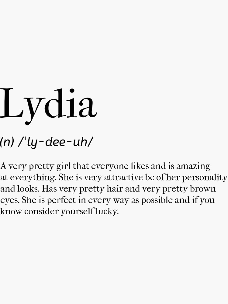 Lydia Definition Sticker For Sale By Tastifydesigns Redbubble 