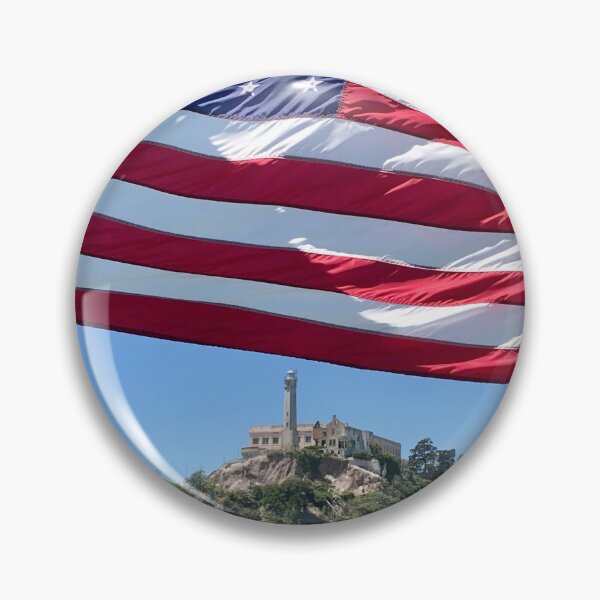Item preview, American Flag Over Alcatraz Island Pacific Ocean designed and sold by MalibuSun.