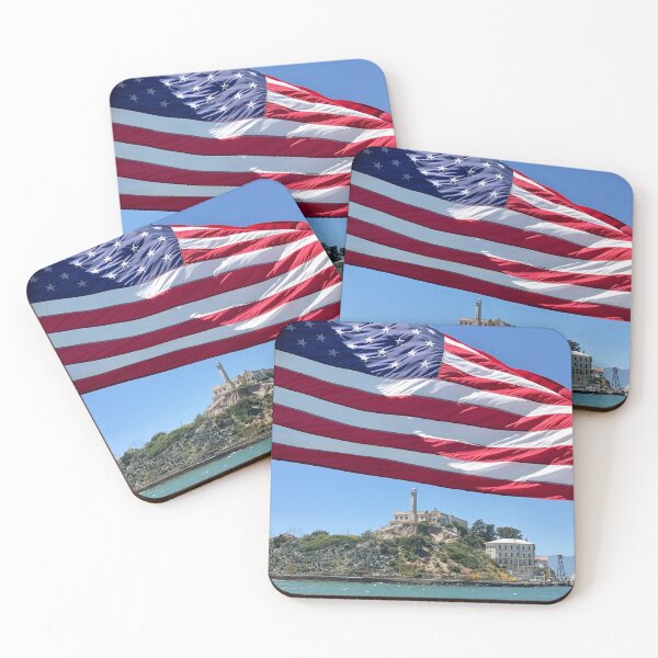 Item preview, American Flag Over Alcatraz Island Pacific Ocean designed and sold by MalibuSun.