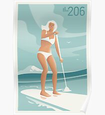 Paddleboarding Lake Washington Poster
