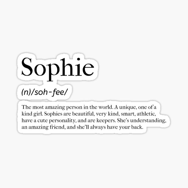 "Sophie Definition" Sticker for Sale by tastifydesigns Redbubble