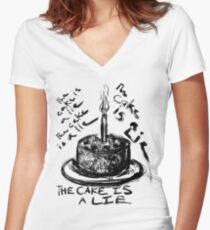 The Cake is a Lie Women's Fitted V-Neck T-Shirt
