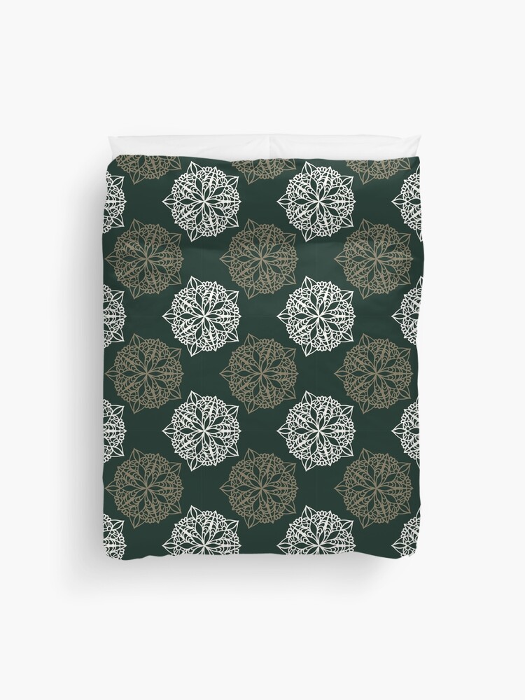 Thumbnail 1 of 2, Duvet Cover, Green Flowers designed and sold by SBernadette.