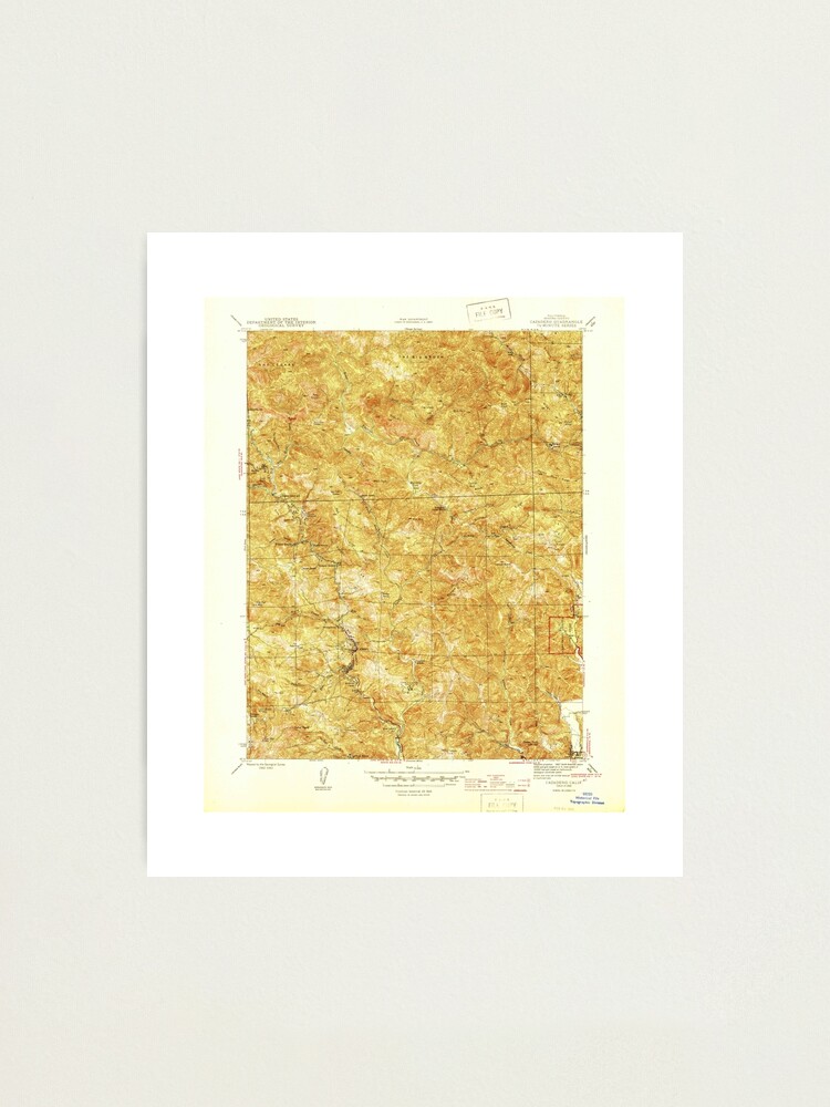 "Cazadero, CA from 1945 Vintage Map High Quality" Photographic Print