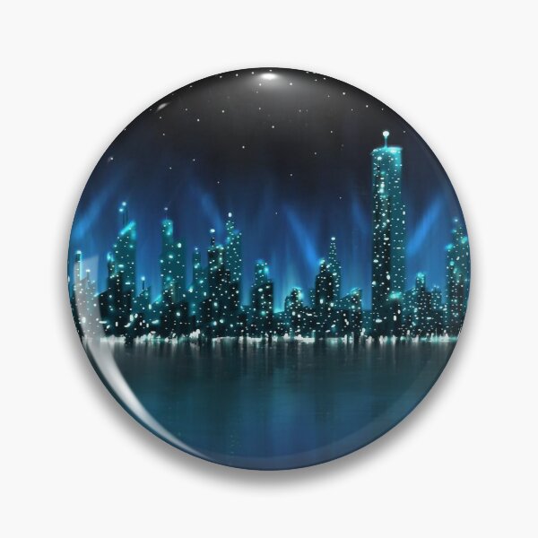 Item preview, Serene blue City scape designed and sold by The Pattern Mill.