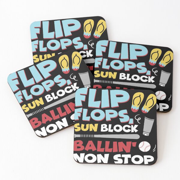 Item preview, Baseball Gift Flips Flops Sun Block Ballin Non Stop design designed and sold by Lisbob.