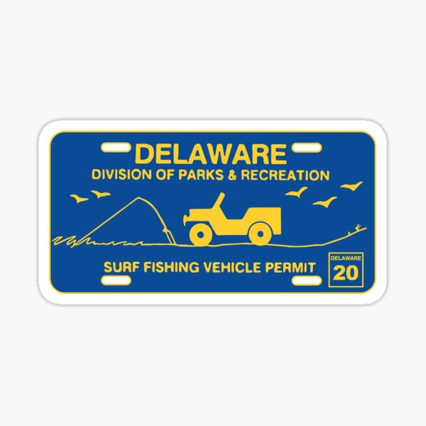 Delaware Surf Fishing Vehicle Permit (Blue & Yellow) Sticker