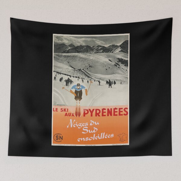 Item preview, Le Ski aux Pyrenees vintage travel poster designed and sold by stickart-marek.