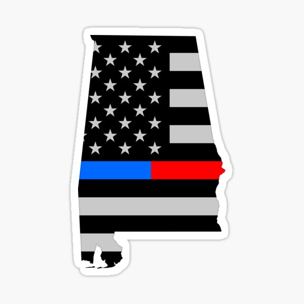 Alabama AL — Police Law Enforcement / Thin Blue Red Line / USA Flag Sticker