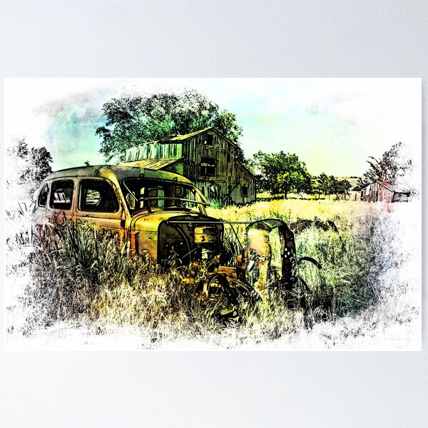 Item preview, Nos perdimos en el Hayfield, coche viejo y granero, zona rural de Oklahoma, EE.UU. designed and sold by JohnDSmith.