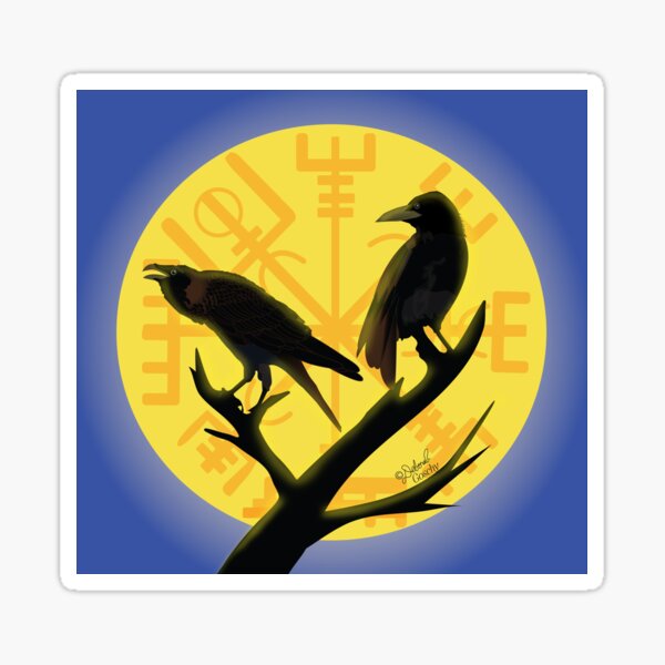 Norse Mythology Design: Odin's Ravens, Huginn and Muninn Sticker