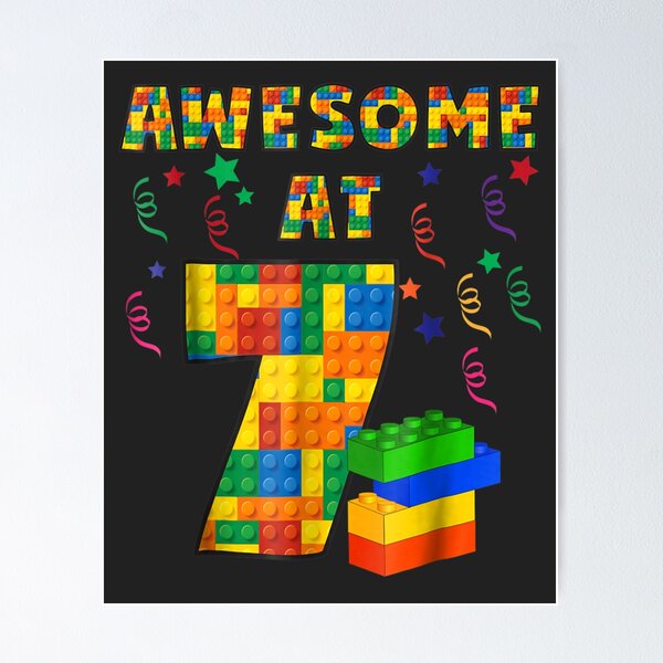 Item preview, Birthday For Kids 7 Building Blocks Bricks Theme Party designed and sold by DrewMurazik.