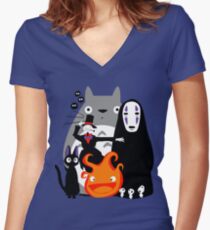 Ghibli'd Away Women's Fitted V-Neck T-Shirt