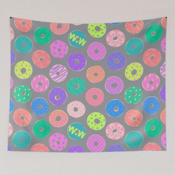 Item preview, Colorful Doughnuts on grey designed and sold by saint-shores.