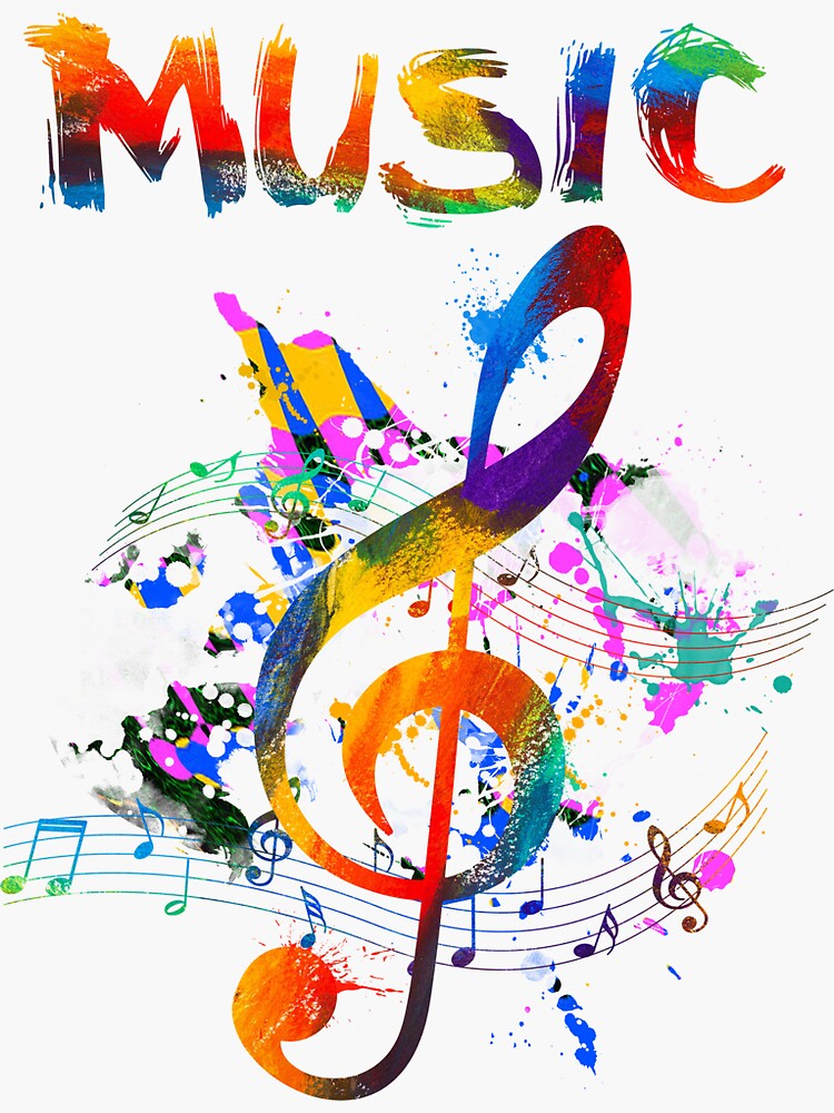 "Music Fan Gift Design Funky Treble Clef Music Note product" Sticker