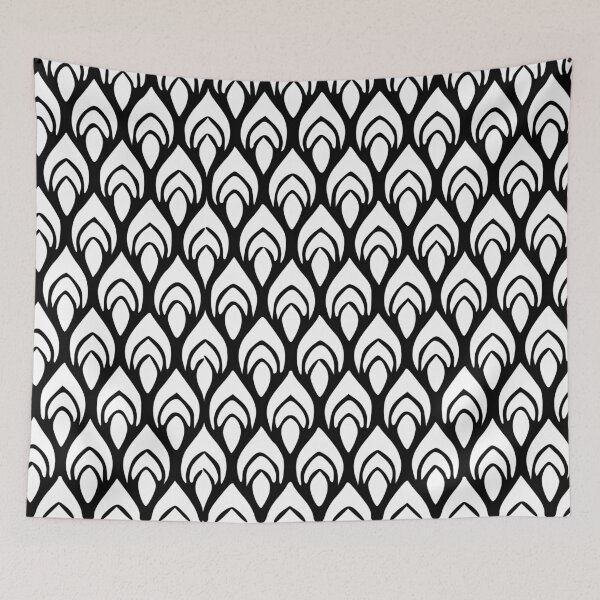 Item preview, Peacock Tail Feather Geometric Pattern in Black designed and sold by 0tdesigns.