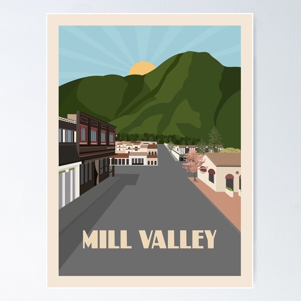 Item preview, Downtown Mill Valley Travel Poster designed and sold by claireespinosa.