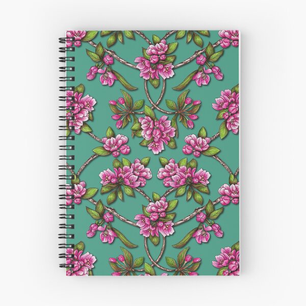 Item preview, Spring Blossoms - Pink Crabapple Blossoms on Teal designed and sold by somecallmebeth.