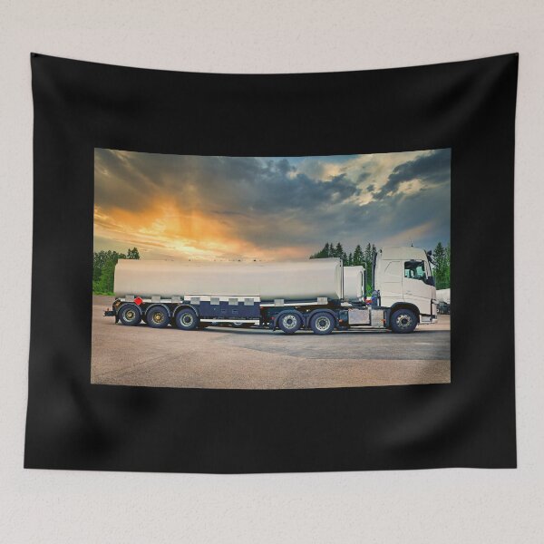 Item preview, White Semi Tank Truck at Sunset  designed and sold by Taina Sohlman.