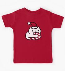 Candy Cane Cat Kids Tee