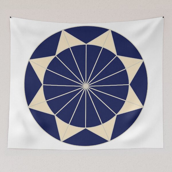 Item preview, Navy Blue Cream Mandala /circle designed and sold by ItezaPatterns.