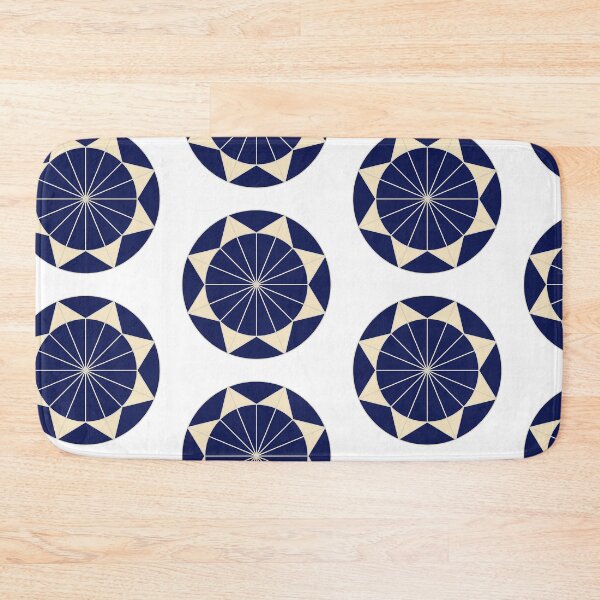 Item preview, Navy Blue Cream Mandala /circle designed and sold by ItezaPatterns.